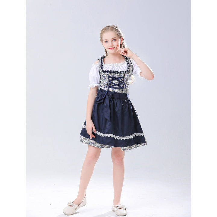 Damen nan traditionelles Dirndlkleid für Mädchen mit Schnürkorsett Puffärmeln und Spitzenschürze Echo Archiv