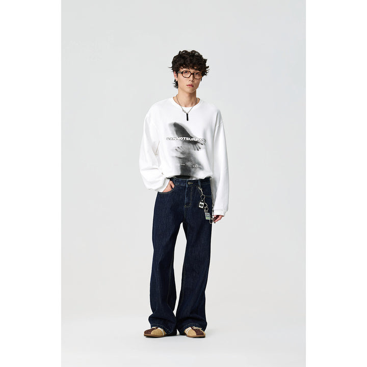 Unisex Oversize-Langarmshirt mit surrealem Photoprint und gerippten Bündchen Echoarchiv