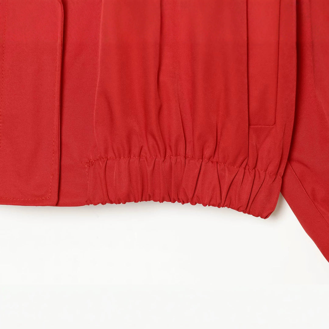 Damen Leichte Boxy-Übergangsjacke mit Funnelkragen und elastischem Saum Echoarchiv