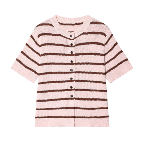 Damen Kurzarm Strickjacke mit Streifenmuster Echo Archiv