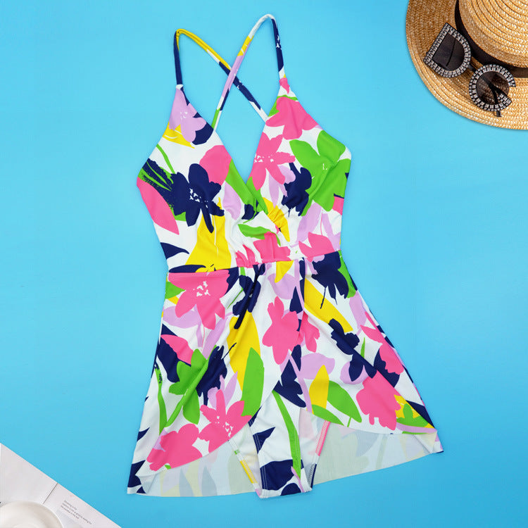 Damen Floral gestalteter Strandanzug Echo Archiv