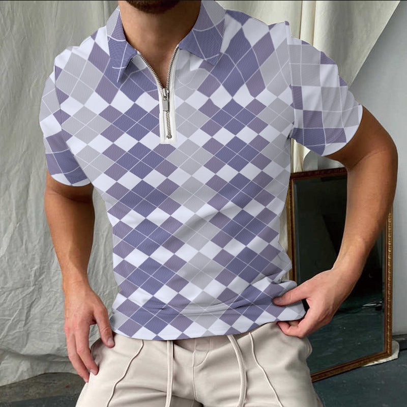 Stylisches Kariertes Kurzarm-Polo-Shirt für Herren Echoarchiv
