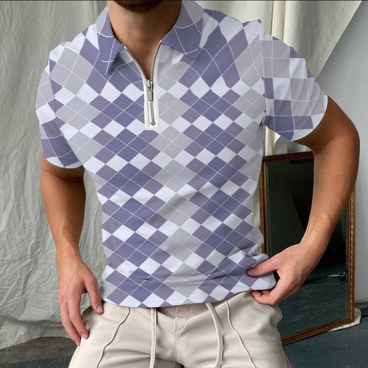 Stylisches Kariertes Kurzarm-Polo-Shirt für Herren Echoarchiv