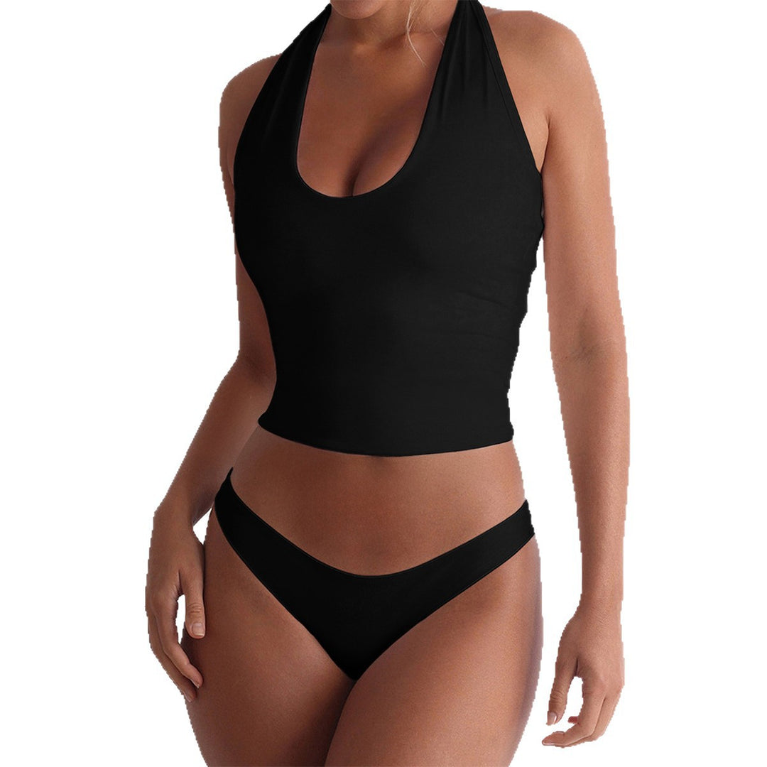 Damen Sportlicher Badeanzug im Crop-Top-Stil mit tiefem V-Ausschnitt Echo Archiv