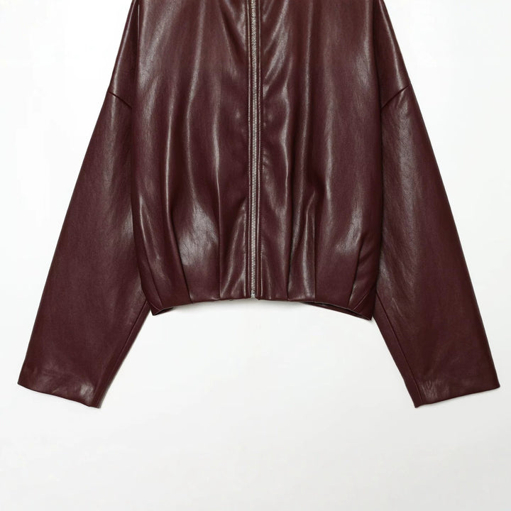 Damen Kurzer Kunstleder-Blouson mit hochabschließendem Stehkragen und Reißverschluss Echo Archiv