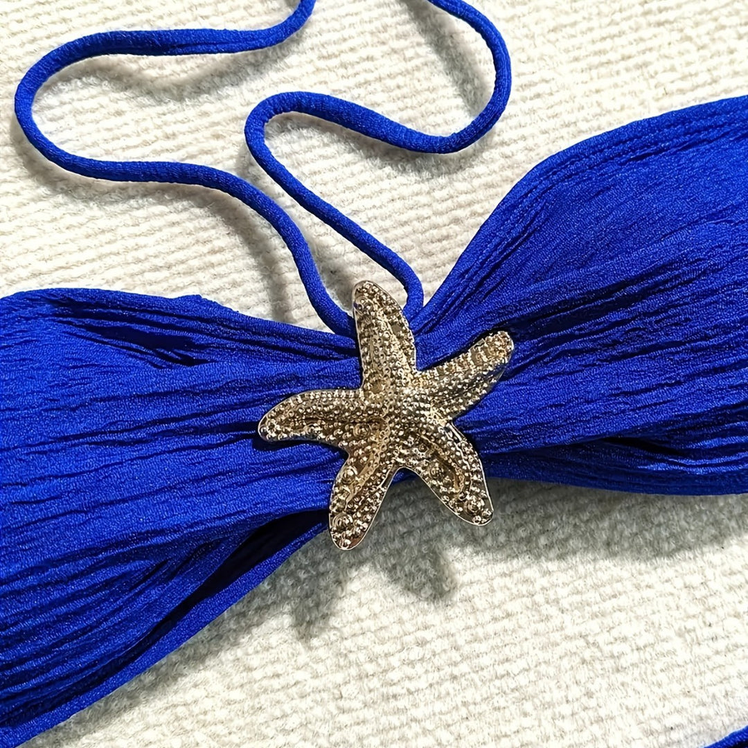 Damen Bandeau-Bikini-Set mit verspieltem Wickelrock und funkelndem Starfish-Detail Echo Archiv