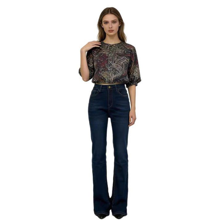 Damen hoch taillierte Bootcut Jeans im eleganten Design Echo Archiv