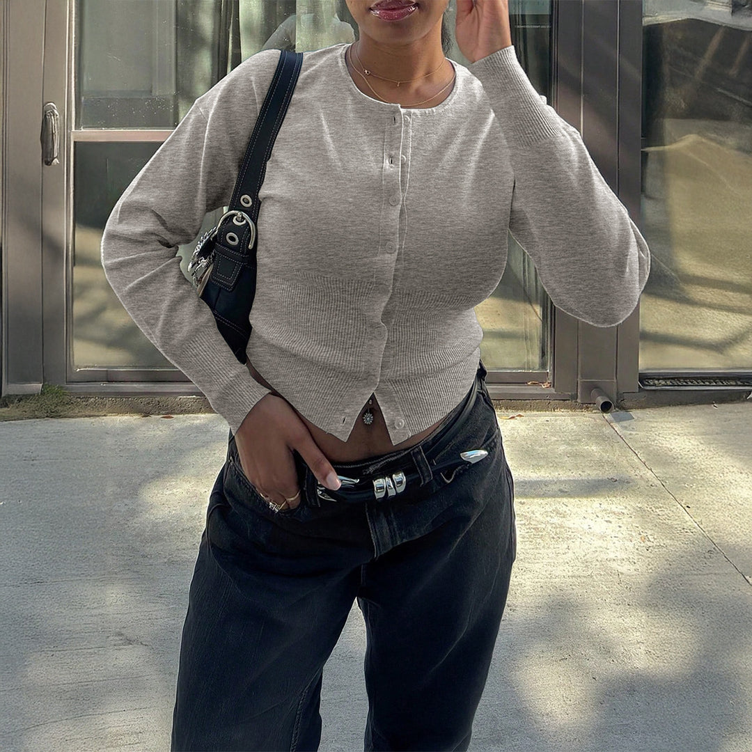 Damen figurbetonter Feinstrickpullover mit tailliertem Rippbund und langen Ärmeln – Mavelle