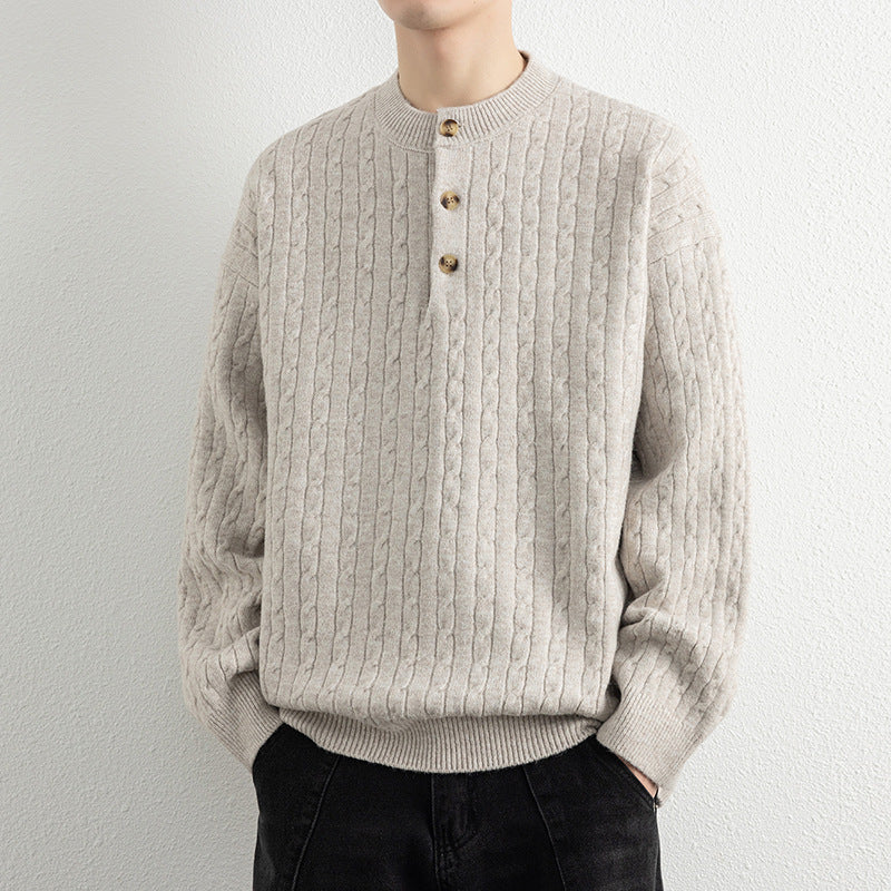 Herren Strickpullover mit Knopfdetails und strukturierter Oberfläche Echoarchiv