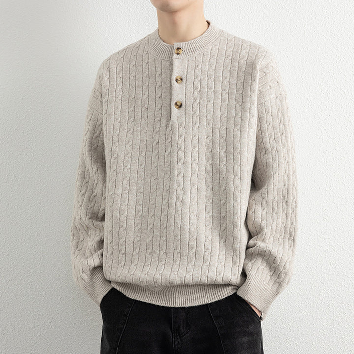 Herren Strickpullover mit Knopfdetails und strukturierter Oberfläche Echoarchiv