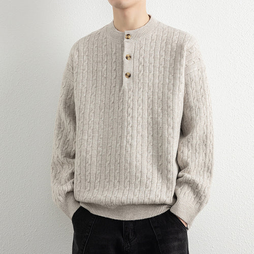 Herren Strickpullover mit Knopfdetails und strukturierter Oberfläche Echoarchiv