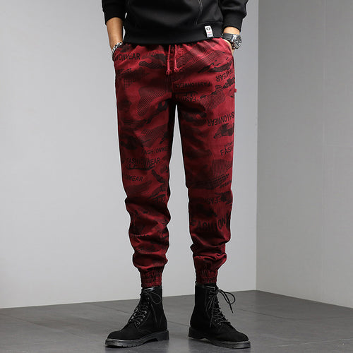 Herren Camouflage-Print Jogger-Cargohose mit elastischem Tunnelzugbund und gerippten Knöcheln Echo Archiv