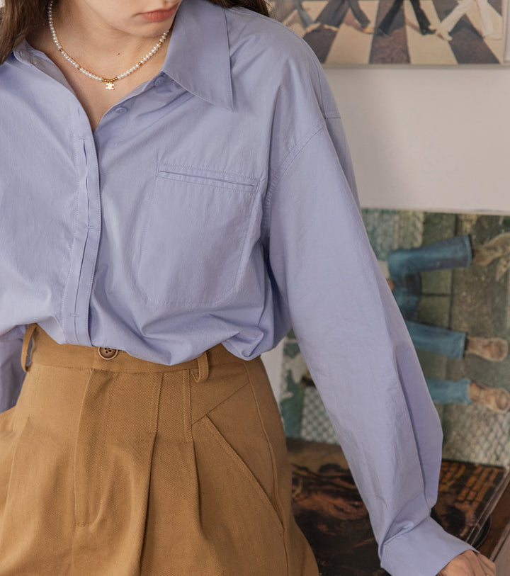 Damen Oversized Hemdbluse mit Brusttasche Echoarchiv