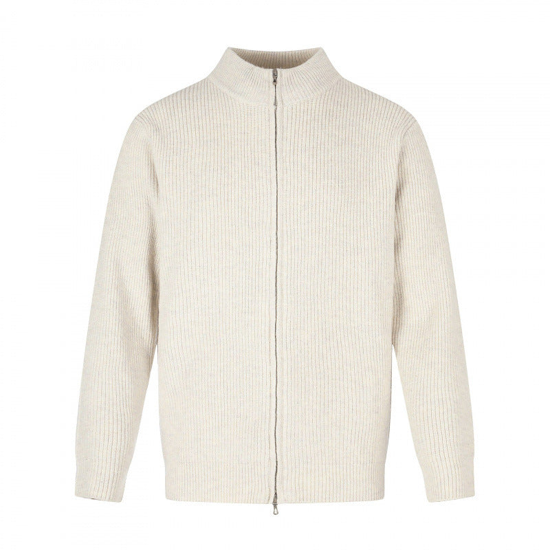 Unisex Reißverschluss-Strickjacke im Boxy‑Cut mit Stehkragen und Rippenstruktur Echo Archiv