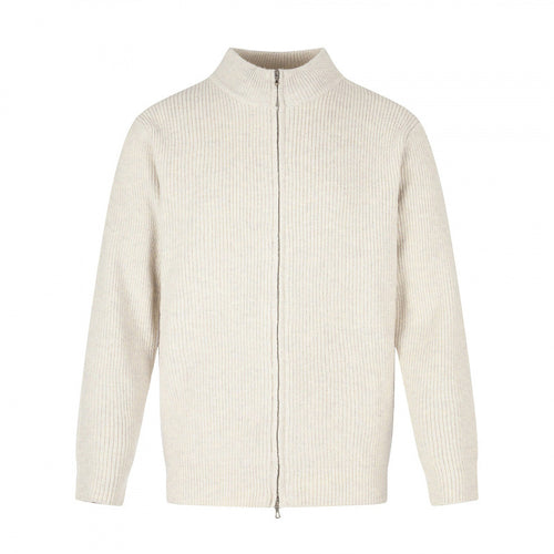 Unisex Reißverschluss-Strickjacke im Boxy‑Cut mit Stehkragen und Rippenstruktur Echo Archiv