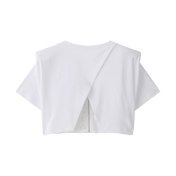 Damen Crop-T-Shirt mit eleganter Spitzenunterlage Echo Archiv