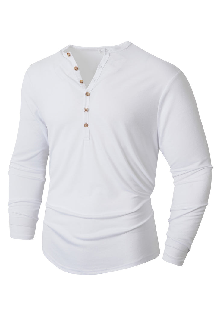 Herren Langarm Henley-Shirt mit Knopfleiste und weichem Baumwollmix Echoarchiv