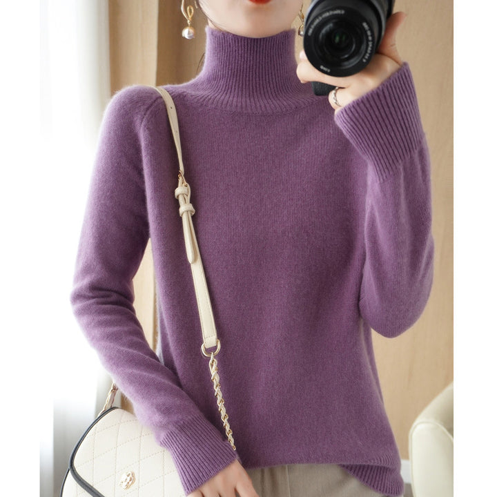 Damen Luxus-Feinstrick-Rollkragenpullover mit Daumenlochbündchen und femininer Schulterpasse Echoarchiv