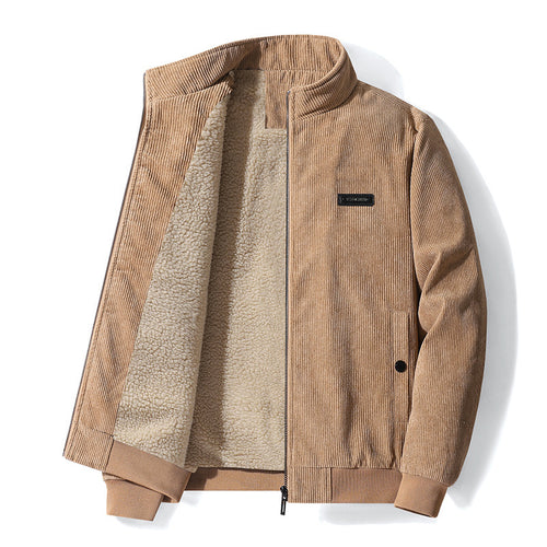 Herren nan gefütterte Cord-Blousonjacke mit Teddyfleece-Innenfutter, Stehkragen und elastischen Bündchen Echo Archiv
