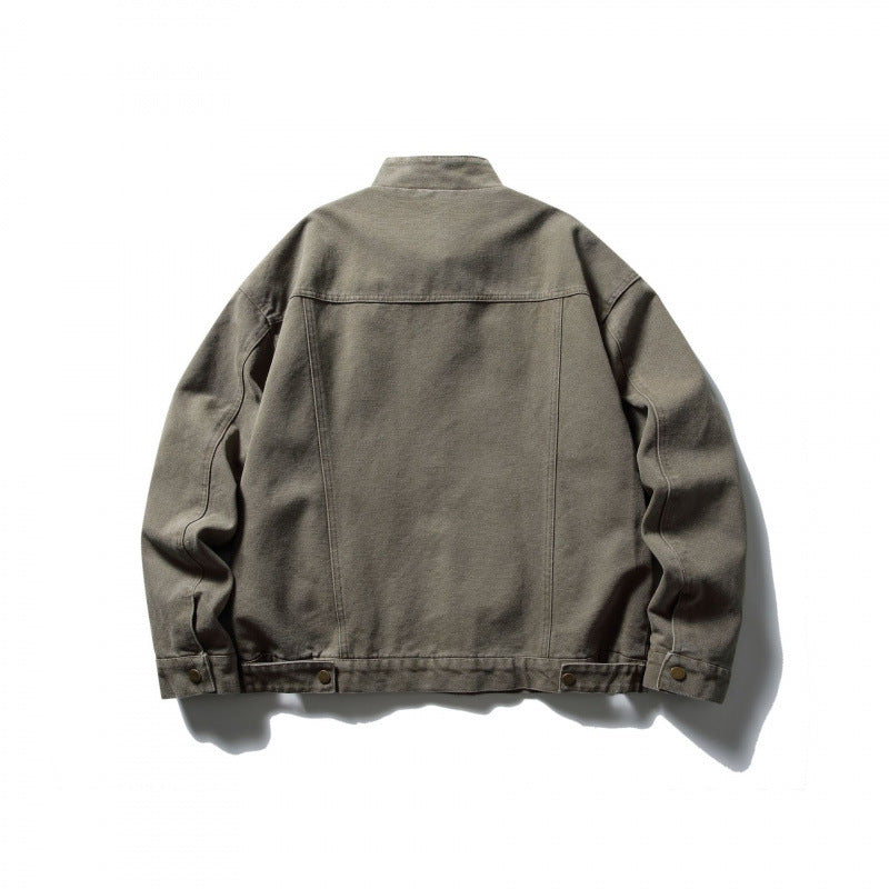 Herren Boxy Canvas-Jacke mit Stehkragen, Reißverschluss und Nahtpaneelen Echo Archiv