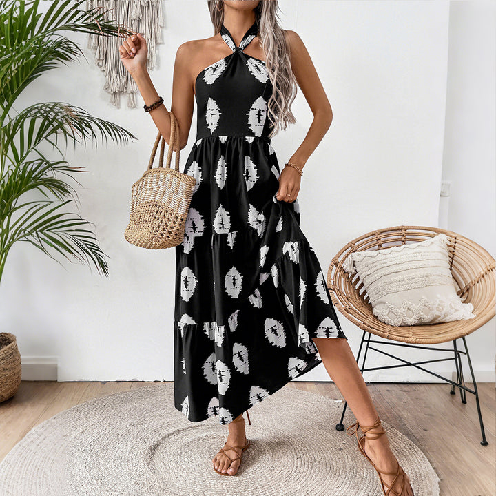 Damen Boho Maxikleid mit asymmetrischen Trägern Echo Archiv