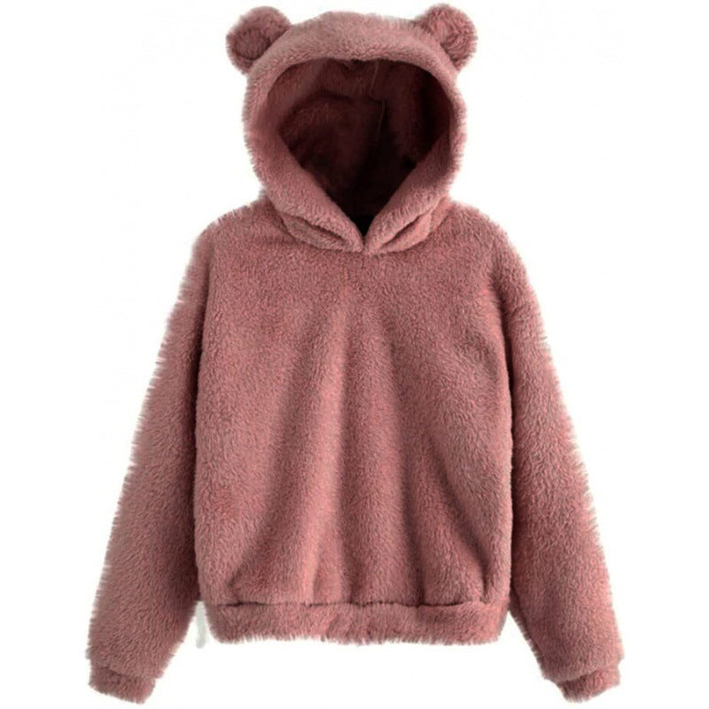 Damen Kuscheliger Teddy-Fleece-Hoodie mit Bärenohren und Oversize-Passform Echo Archiv