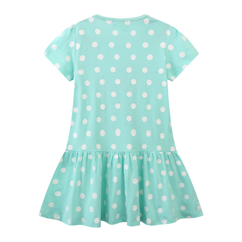 Mädchen Polka Dots Kleid mit süßem Reh-Design Echo Archiv