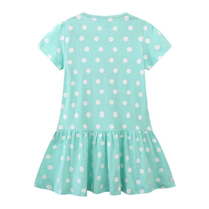 Mädchen Polka Dots Kleid mit süßem Reh-Design Echo Archiv