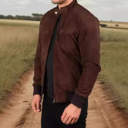 Herren Wildlederjacke im modernen Design mit praktischen Taschen Echoarchiv