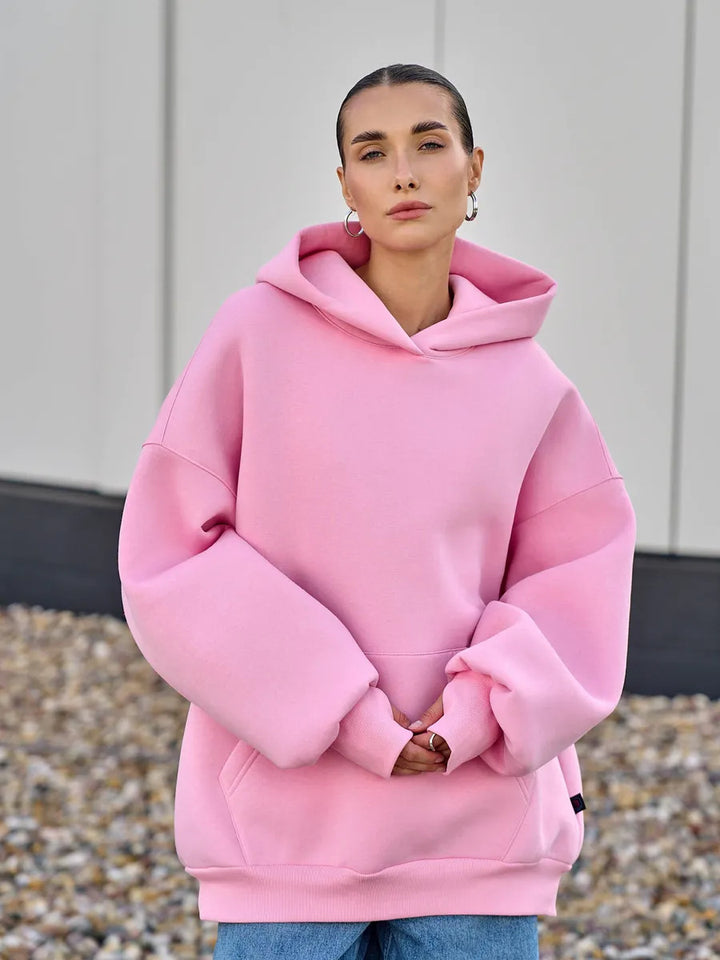 Damen Oversized Kapuzenpullover mit extra weitem Schnitt und Kängurutasche – Auréline