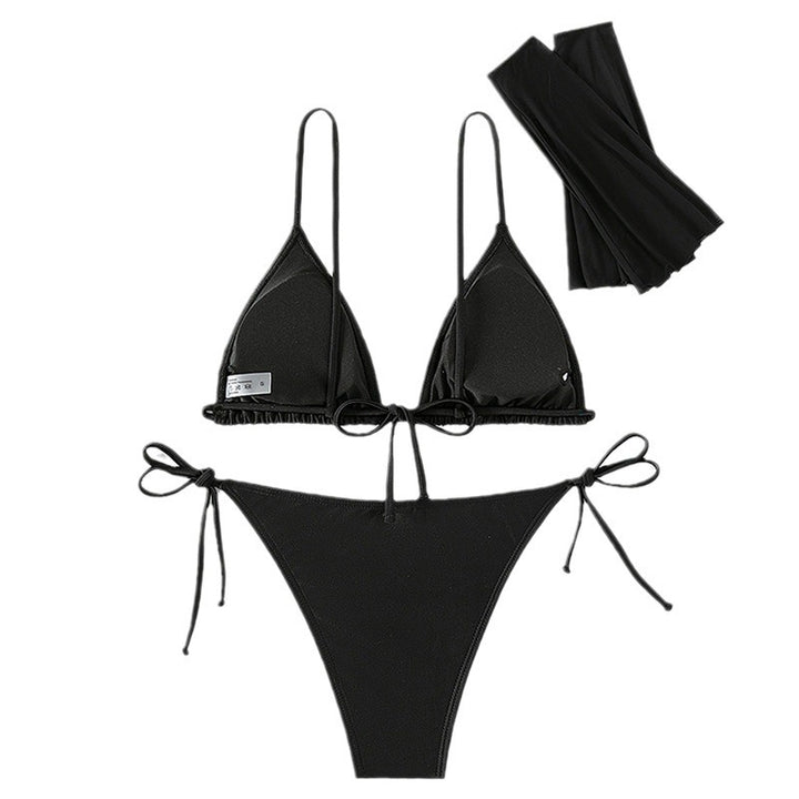 Damen Triangel-Bikini-Set mit transparenten Ärmeln und Blumenakzent Echo Archiv