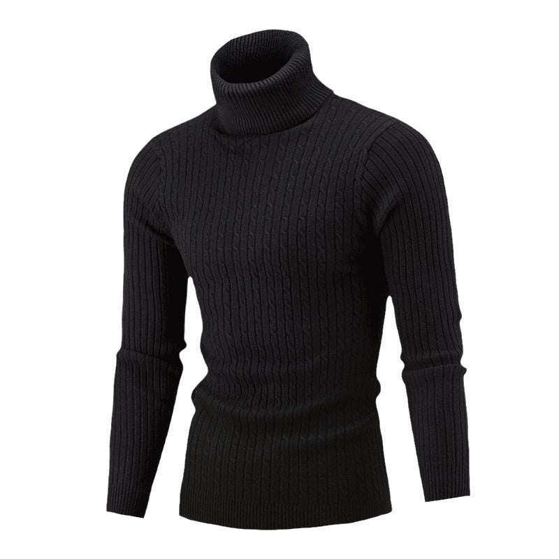 Herren nan gerippter Rollkragenpullover mit Zopfmuster und körpernaher Slim-Fit-Silhouette Echo Archiv