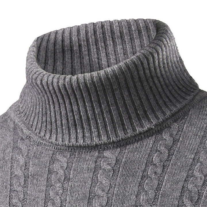 Herren stilvoller Rollkragenpullover mit Zopfmuster Echoarchiv