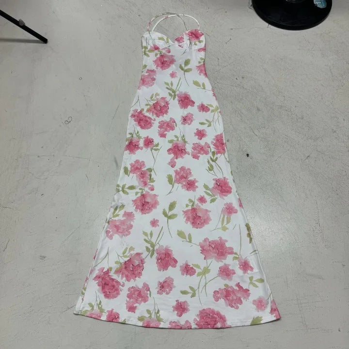 Damen Elegantes Maxikleid mit floralem Design und Spaghetti-Trägern Echo Archiv