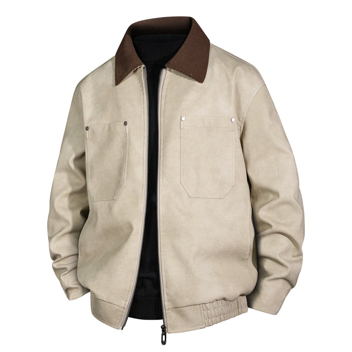 Herren Kurzjacke aus Veloursleder-Imitat mit geripptem Kragen und aufgesetzten Brusttaschen Echo Archiv