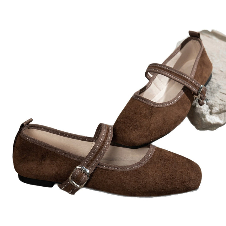Damen edle Ballerinas mit klassischem Riemen Echoarchiv