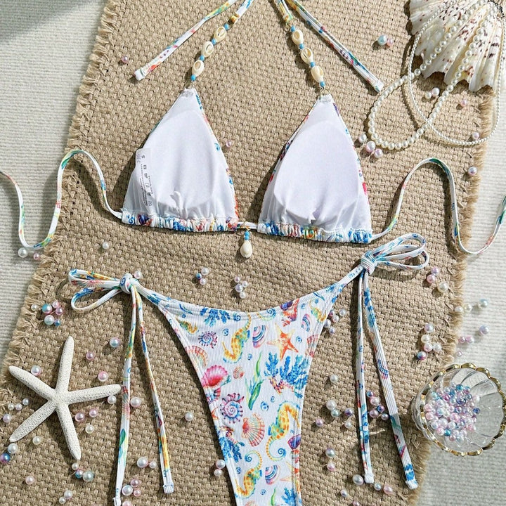 Damen Triangel-Bikini mit handgefertigten Muschelverzierungen Echo Archiv