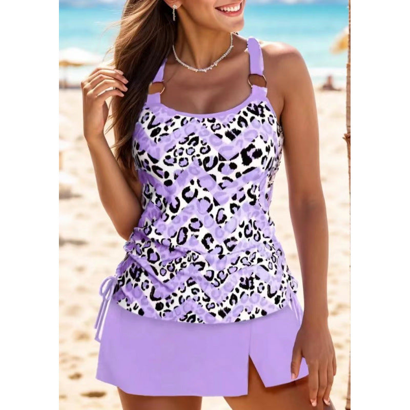 Damen Tankini-Set mit elegantem Wickelrock und dekorativen Riemen Echo Archiv
