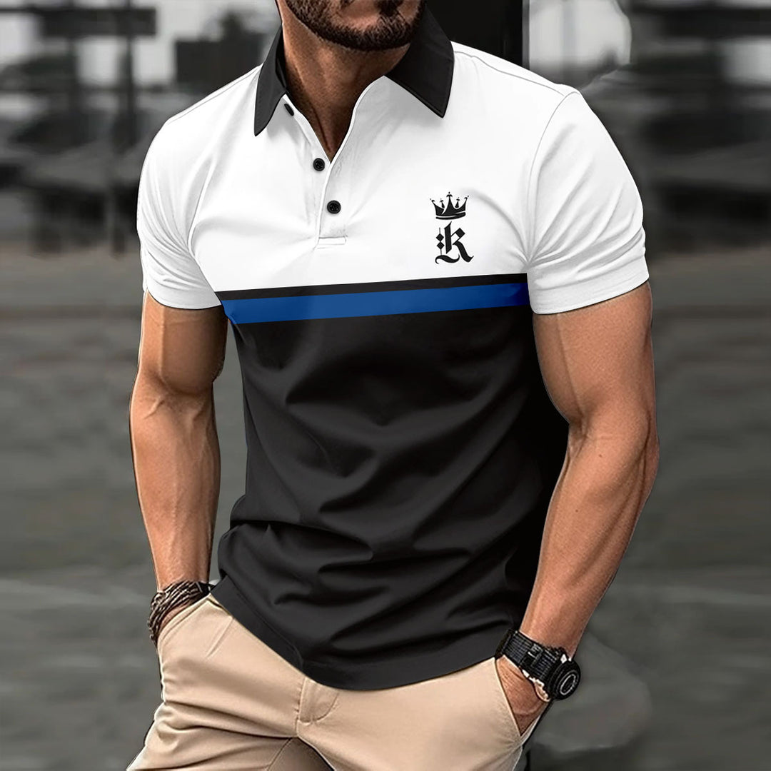 Herren modisches Kurzarm-T-Shirt mit Kontraststreifen Echoarchiv