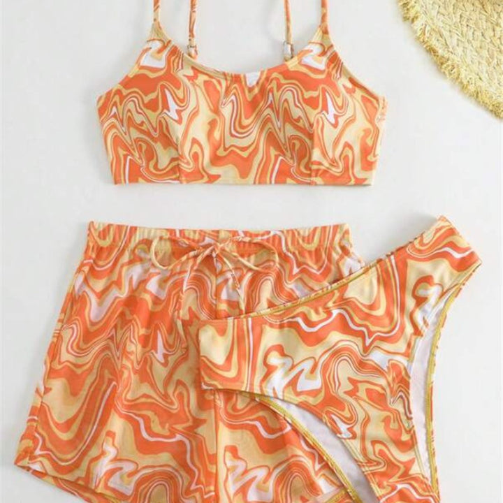 Damen Zweiteiliges Bikini-Set mit stilvollem Wellenmuster Echo Archiv