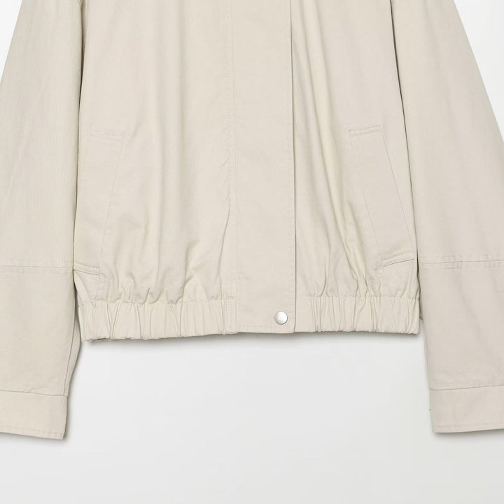 Damen Oversized Blousonjacke mit hohem Rippkragen, Druckknopfleiste und elastischem Saum Echoarchiv