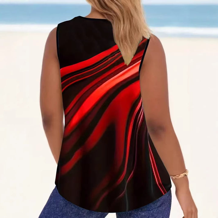 Damen Elegantes ärmelloses Oberteil mit modernem Wellendesign Echo Archiv
