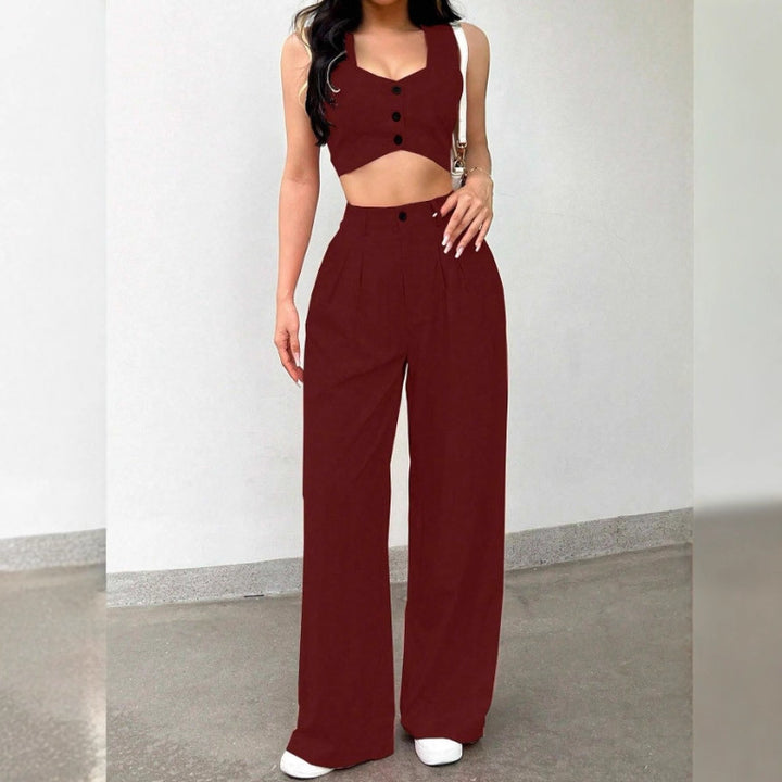 Damen Zweiteiliges Set mit tailliertem Top und weiten Hosen Echo Archiv