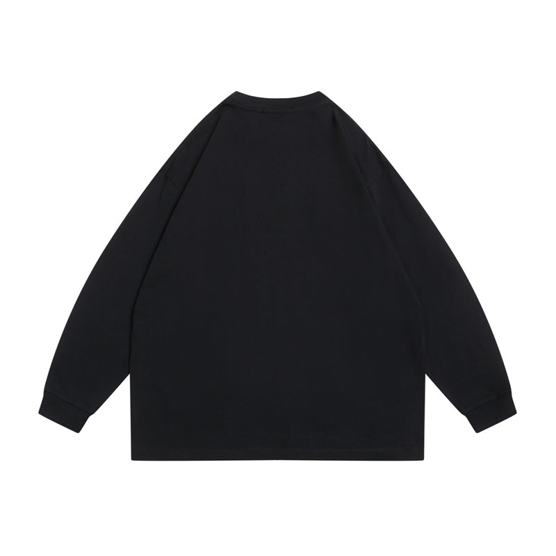 Unisex Oversize-Langarmshirt aus schwerer Baumwollmischung mit Rundhalsausschnitt und gerippten Bündchen Echoarchiv