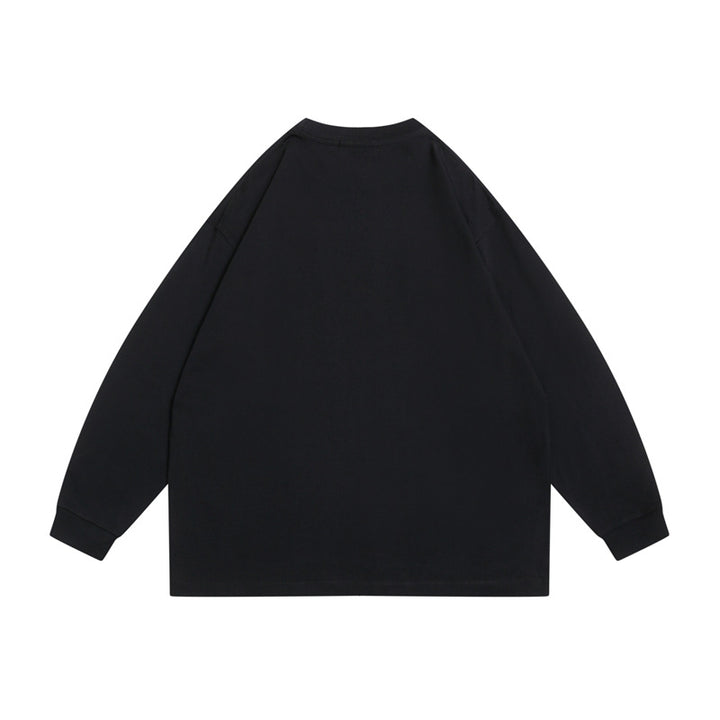 Unisex Oversize-Langarmshirt aus schwerer Baumwollmischung mit Rundhalsausschnitt und gerippten Bündchen Echoarchiv