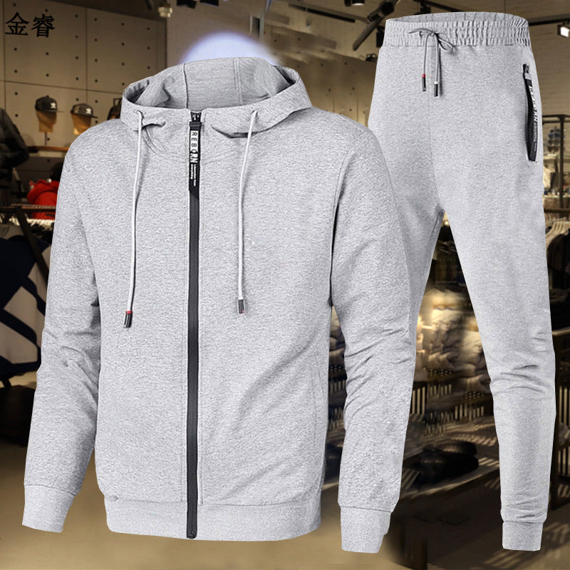 Herren zweiteiliges Trainingsset mit durchgehendem Reißverschluss Hoodie, Kordelzug und schmal zulaufender Jogginghose – Marzano