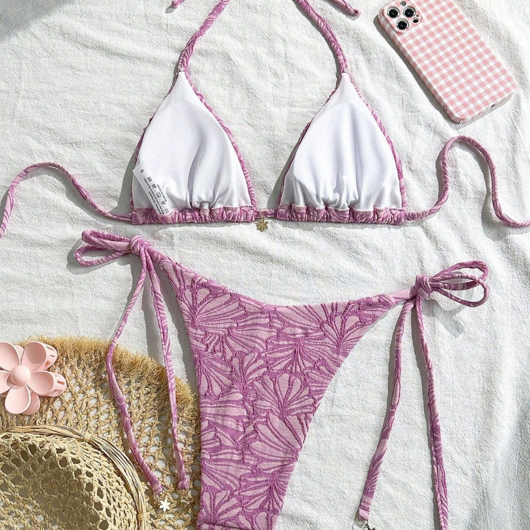 Damen Triangel-Bikini mit floralem Design und verspielten Bindebändern Echo Archiv