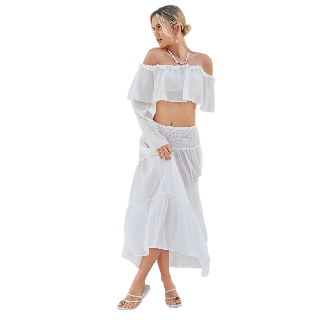 Damen lässiges Crop-Top und Maxirock Set Echo Archiv