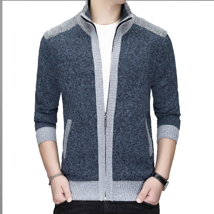 Herren Strickjacke mit modischem Zipper und hochgeschlossenem Kragen Echoarchiv