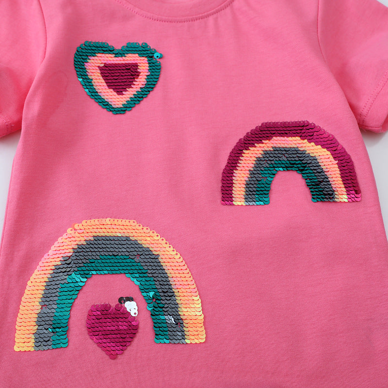 Mädchen T-Shirt mit glitzerndem Regenbogen-Design Echo Archiv